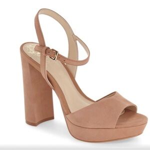 Vince Camuto Krysta Blush Pink nubuck platform Block Heel Sandals in box sz 8.5